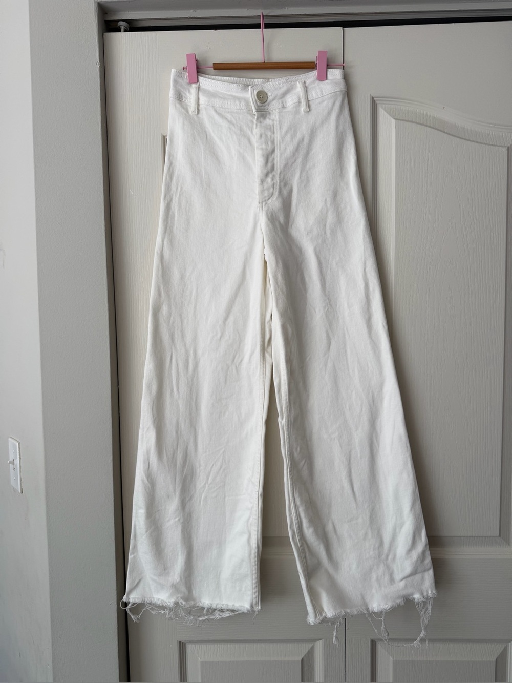 Zara White Wide-Leg High-Rise Jeans